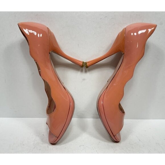 Prada Open Toe Heels Scalloped Edge Patent Leather Platform Pumps Women’s 10 40 - Picture 6 of 9